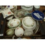A quantity of china including a Royal Worcester Fabulous Birds wall plate and four soup dishes with