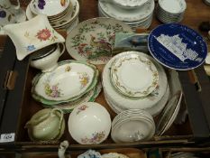 A quantity of china including a Royal Worcester Fabulous Birds wall plate and four soup dishes with