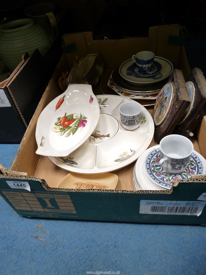 A quantity of china including pot lids, Flint (Norwegian) fish service, Wedgwood Kutani Crane plate, - Image 2 of 15