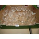 A quantity of glasses including Webb Corbett sherry glasses,