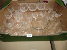 A quantity of glasses including Webb Corbett sherry glasses,