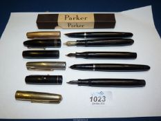 A small quantity of Pens including two Parker pens (one with rolled gold top),