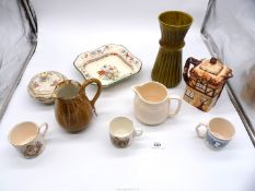 A quantity of china to include; Sophienthal (Germany) powder pot, Spode plate, jugs, vases,