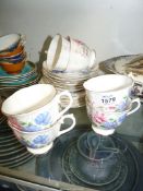 A Royal Albert 'Sweet Pea' Teaset for six: cups, saucers and tea plates.