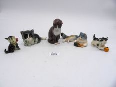 Five Goebel cats/kittens; two playing with insects (one a/f), etc, some crazing.