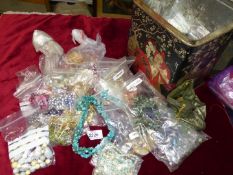 A quantity of beads for re-stringing and jewellery making.