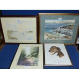 Various Watercolours including Mo Hitchens and Veronica Botting.