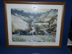 A framed Claude Monet print ''Winter in Falaise'', 30¾ " x 26".