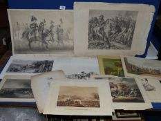 A quantity of military prints and engravings to include the Battle of Talavera,
