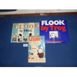 Three comic books of 'Flook' by Trog including '1 Flook',