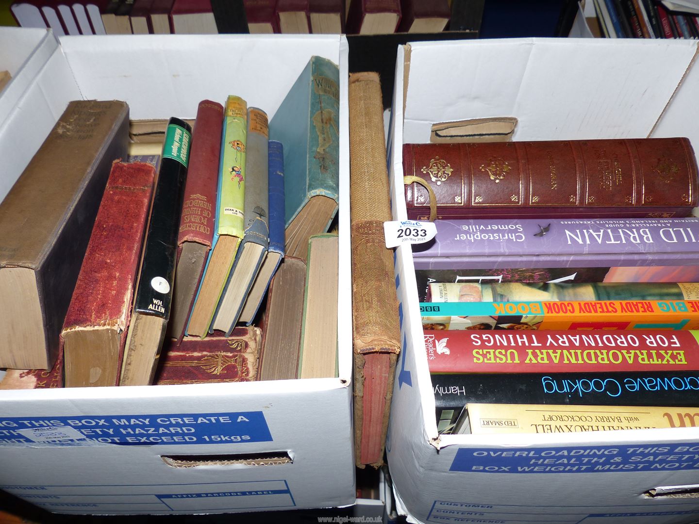 Two boxes of books including cookery, 'Churchill, The Struggle For Survival',