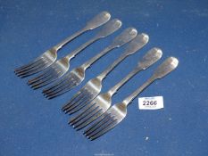 A set of six Silver dinner forks, London 1868 by Charles Boyton, 453 gms.