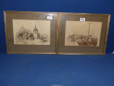 Two framed oriental prints, no visible signature.