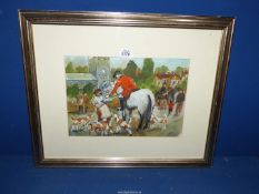 A framed and mounted Ink Wash depicting a hunting scene, signed lower right 'Brian Weaver'.