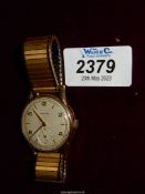 A 'Longines' 9ct gold cased Gentleman's Wristwatch, the face having Arabic numerals at the 2,4,8,