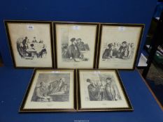Five Honore Daumier Lithograph Prints 1808-1879; A Respected Citizen, A Sure Case,