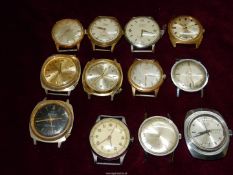 Twelve watch movements for renovation including John Bringet, Smith's, Gisa, Starlon,