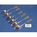 A set of six silver teaspoons, London 1891 by GMJ (Josiah Williams & Co), 140 gms.