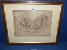 A Joseph Pennell Etching of Cheyne Walk Chelsea with pencil inscription.