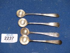 Four assorted Georgian Salt spoons and seven assorted Georgian and Victorian silver teaspoons