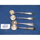 Four assorted Georgian Salt spoons and seven assorted Georgian and Victorian silver teaspoons