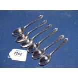 A set of six silver teaspoons in ribbon and reed pattern, Sheffield 1929 maker Walker and Hall,