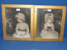 A pair of framed Prints of young girls by Penelope Boothby.