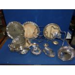A quantity of plated silver including a tray and a gravy boat with dish,