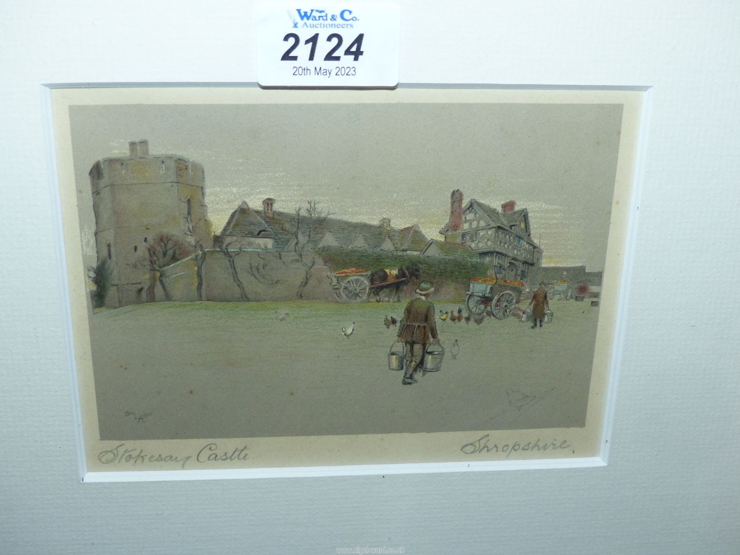A framed and mounted Cecil Aldin Print of Stokesay Castle, Shropshire, - Image 4 of 4