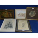 An assortment of Etchings and Prints.