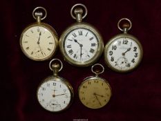Five crown wound Gents Pocket Watches including two with Roman numerals 'Smith' (running at time of