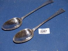 A pair of silver serving spoons, London 1793 by Peter and Ann Bateman, 124 gms.
