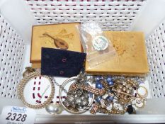 A box of miscellanea costume jewellery including bracelets, necklaces,
