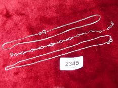 Two 925 silver necklaces and a delicate bracelet having elongated diamond shape links.