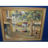 A framed and mounted Print titled verso "The Kiosk - St. Tropez" by D'oyly John, 24 1/4" x 20 1/4".
