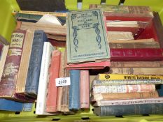 A crate of books including 'Dar Days' by Hugh Conway, 'His Official Fiancee' by Berta Ruck,