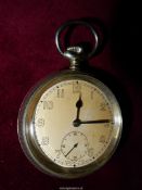 A BR (W) Pocket Watch marked 03448 having a cream face with Arabic numerals and inset second hand,