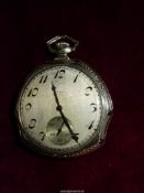 An unusual three side cased Elgin pocket Watch having Arabic numerals and inset second hand
