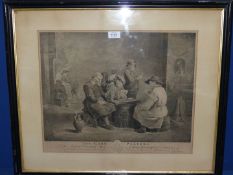 'The Card Players' Engraving by B. Baron after D. Teniers, sold by John Boydell April 1st 1751.