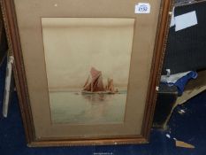 A framed and mounted lithograph depicting sailing boats on the Thames, signed lower right Martino,