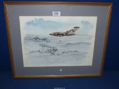 A framed and mounted Watercolour signed lower right J.