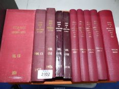 Fifteen volumes of 'The Hereford Cattle Herd Book' from 1966 to 2014.