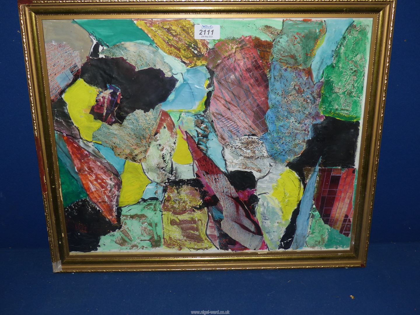 A framed and glazed late 20th Century impasto acrylic Abstract on paper.