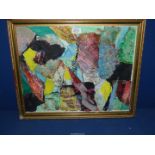 A framed and glazed late 20th Century impasto acrylic Abstract on paper.