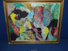 A framed and glazed late 20th Century impasto acrylic Abstract on paper.