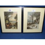 A pair of framed and mounted Lithographs,