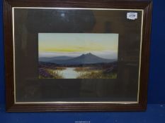 A framed and mounted watercolour depicting a moorland scene, signed lower right Miller, 21 ½" x 17".