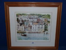 A framed and mounted Print of Lower Ferry slip, Dartmouth by John Gillo.