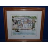 A framed and mounted Print of Lower Ferry slip, Dartmouth by John Gillo.