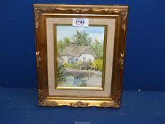 A small framed oil on board of 'Hangman's Cottage, Dorset', initialled lower right J.C (Jan Clyde).